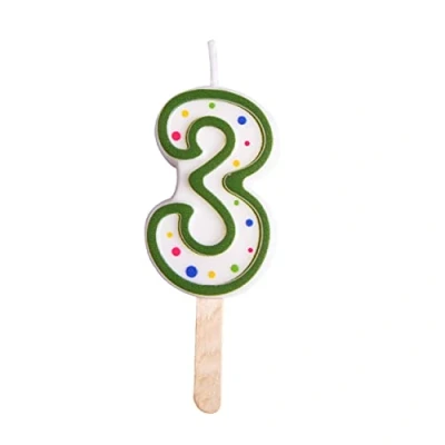 Image of PME Green Number 3 Candle, Small Size,4.3 cm