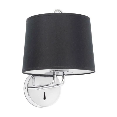 Image of Montreal Chrome, Black Shade Wall Lamp