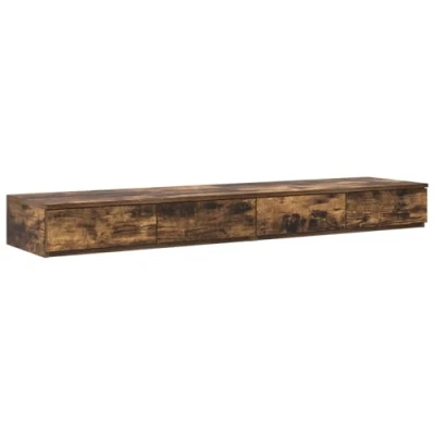 Image of vidaXL Smoked Oak Bed Drawers/Table Engineered Wood 150x36.5x16.5 cm Modern Rectangular Bedroom Furniture with Ample Storage Drawers