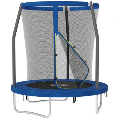 Image of SPORTNOW 6ft Trampoline with Safety Enclosure Net, Steel Frame Outdoor Trampoline, Jumping Mat Edge Cover for Fitness, Blue