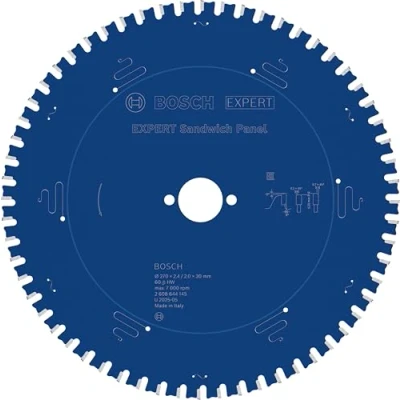 Image of Bosch 2608644145 60 Teeth &quot;Expert&quot; Circular Saw Blade for Sandwich Panels, 0 V, Blue, 270 x 30 2.4 mm