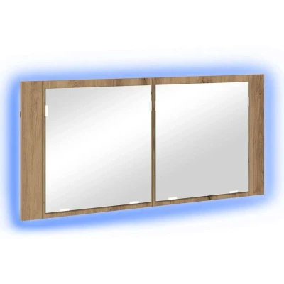 Image of vidaXL LED Mirror Cabinet Artisan Oak 100x12x45 cm Engineered Wood