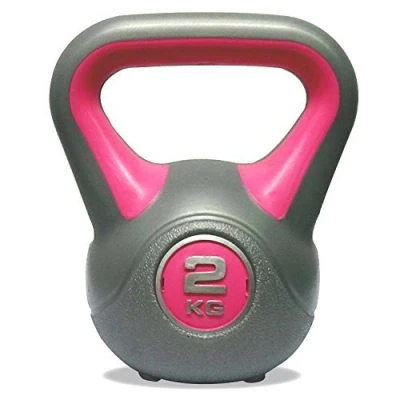 Image of DKN Unisex Adult 2kg Vinyl Kettlebell Grey/Pink,