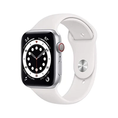 Image of Apple Watch Series 6 (GPS + Cellular, 44MM) Silver Aluminium Case with White Sport Band (Renewed)