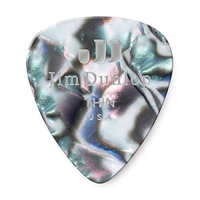 Image of Dunlop 483R14TH Abalone Classic Celluloid Thin Guitar Picks, 72 Pack