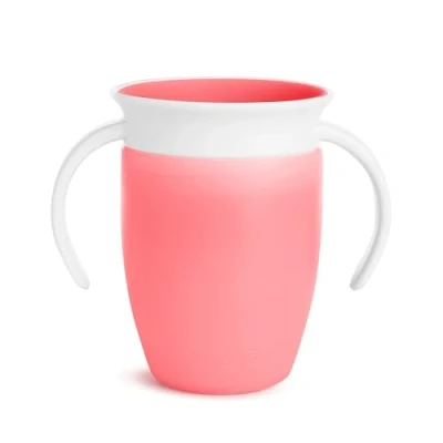 Image of Munchkin Miracle 360 Sippy Cup Trainer Toddler BPA Free Baby with Handles Non Spill Dishwasher Safe Leakproof Weaning from 6+ Months 7oz/207ml Pink