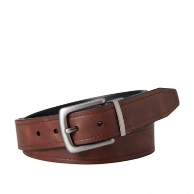 Image of Fossil Men&#039;s Reversible Black/Brown Leather Belt for Men, Parker Brown/Black, 32