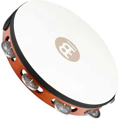 Image of Meinl Percussion Traditional Headed Tambourine With Goat Skin Head 10 inch Diameter Siam Oak / Aluminum, Antique Brown Natural (TAH1A AB)