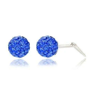 Image of Sterling silver 6mm blue glitterball crystal Andralok stud earrings/Gift box