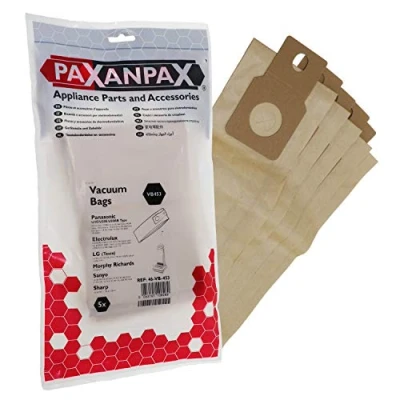 Image of Paxanpax VB453 Compatible Paper Vacuum Bags for Panasonic &#039;U2E/U20E/U20AB&#039; MCE, MCUG300, Icon Upright Series (Pack of 5), Brown