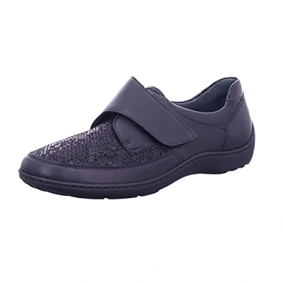 Image of Waldlaufer 496H31 352 001 Black Leather Womens Wide Fit Rip Tape Shoes 5½