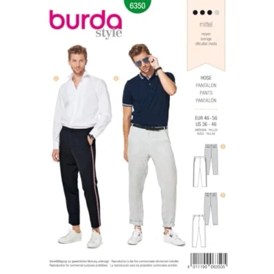 Image of Burda Men&#039;s Pants Sewing Pattern 6350, Size 36 46