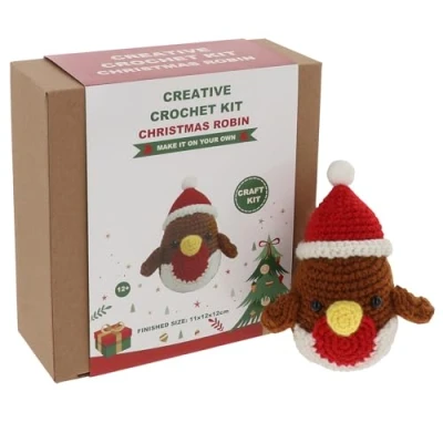 Image of Shudehill Giftware Creative Crochet Kit for Adults DIY Christmas Robin Craft Set, Perfect Beginners, Includes All Materials &amp; Instructions a Fun, Easy Project