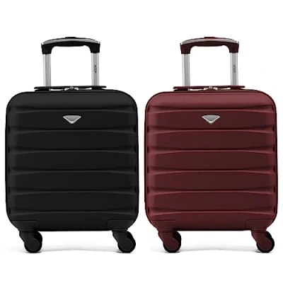 Image of Flight Knight Set of 2 Lightweight 4 Wheel ABS Hard Case Suitcases Cabin Carry On Hand Luggage Approved for Over 35 Airlines Including easyJet, Maximum Size KLM &amp; Air France 55x35x25cm