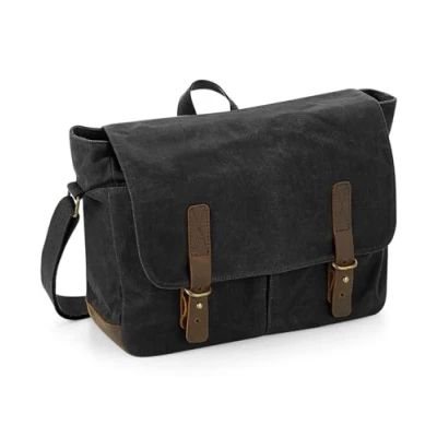 Image of Quadra QD653 Adult Heritage Waxed Canvas Messenger OLIVE GREEN O/S