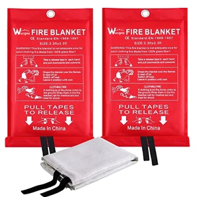 Image of Fire Blanket for Kitchen 1 pack Fiberglass Reusable Blankets Suppression Emergency Home School Fireplace Car Office Garage Warehouse Safety 1m x 1m…