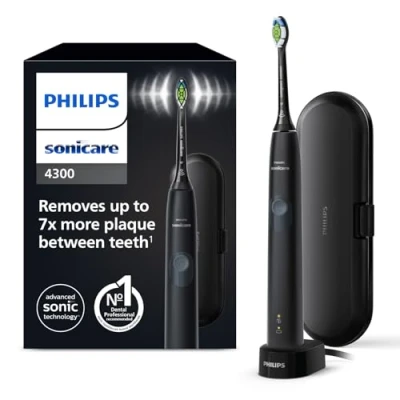 Image of Philips Sonicare ProtectiveClean 4300 Electric Toothbrush, Sonic Toothbrush with Two Intensity Levels, Pressure Sensor and Timer, Black, Model HX6800/87