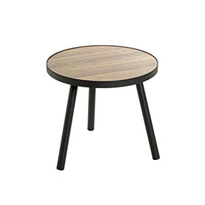Image of HAKU Mobel End Table Oak, Black, Mdf, Metal Size: H 36 cm X Ø 40 cm, Style: Modern