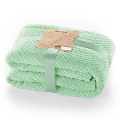 Image of DecoKing Scandanavian style Blanket microfibre cosy Fleece bedspread Soft smooth Cuddly, Microfibre, Pfefferminz, 220 x 240 cm