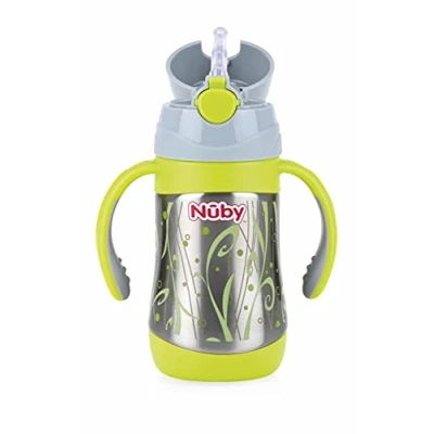Image of Nuby ID10279 Insulated Stainless Steel Cup with Straw 280 ml