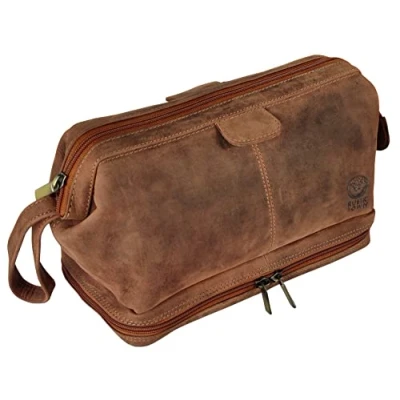 Image of Mens Leather Wash Bag Handcrafted Toiletry for All Your Travel Toiletries