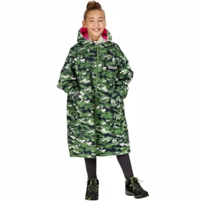 Image of Regatta Kids Waterproof Robe Juniors Cactus Camo/Pink 9 13 Years