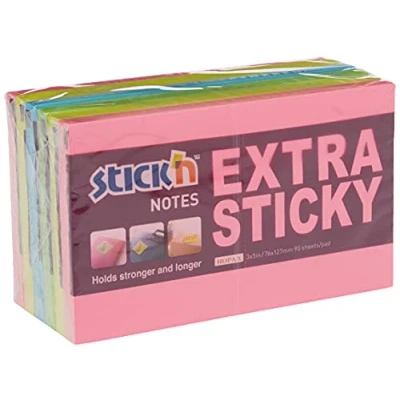 Image of Stick&#039;N 21687 Extra 76 x 127 mm Assorted Neon Sticky Notes (Pack of 6)