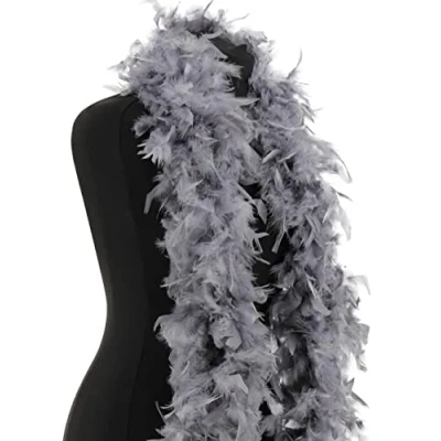Image of Deluxe Dark Silver Grey Feather Boa 100g 180cm
