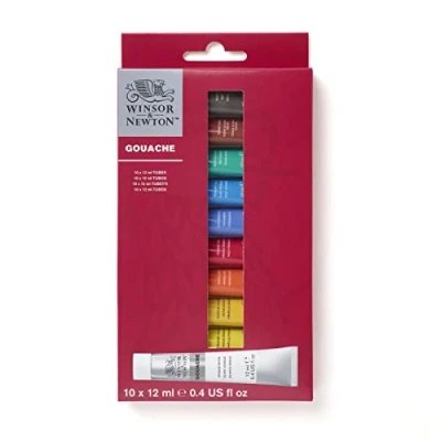 Image of Winsor &amp; Newton 0890001 Gouache Starter Set, Vibrant Matte Colours in 12 ml Tubes 10