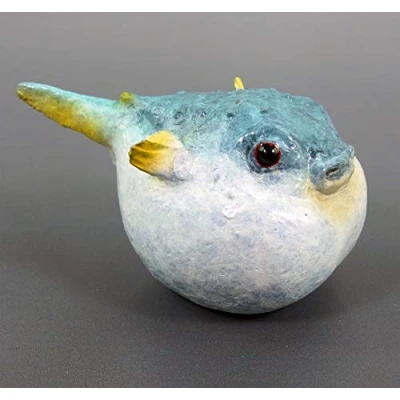 Image of Kunst &amp; Ambiente Puffer Fish Bronze Miniature by Martin Klein Animal Figurine Height 8 cm Gift Idea Statue Sculptures for Sale Home Decor