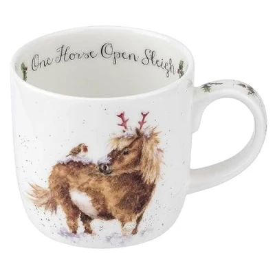 Image of Royal Worcester Wrendale Deigns One Horse Oprn Sleigh 0.3 Litre Christmas Mug