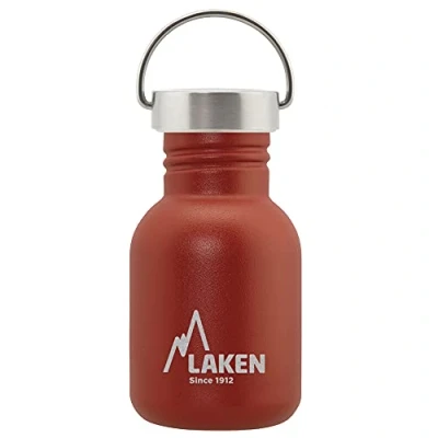 Image of LAKEN Unisex Adults Very Robust Stainless Steel Bottle 0.35L Red with Vintage Lid
