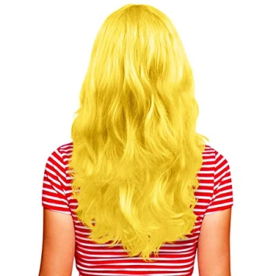 Image of Hatstar Sexy women&#039;s long hair wig, curly, wavy, for fancy dress and carnival (yellow)