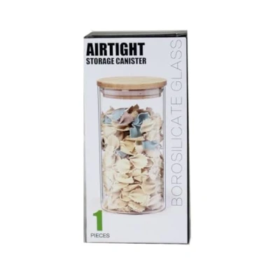 Image of Aminno 750ml High borosilicate glass sealed storage jar with wooden lid