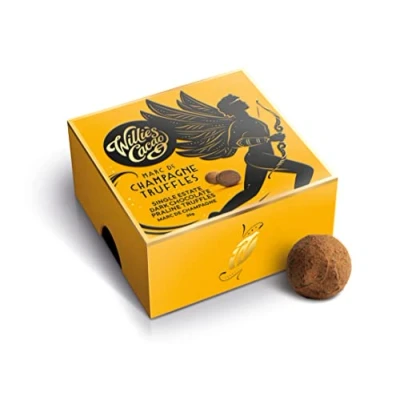 Image of Willie&#039;s Cacao Marc de Champagne Truffles Small Box of Chocolates 35g x 8 Artisan Chocolate 100% Natural