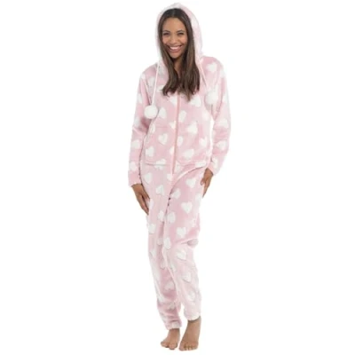 Image of Lora Dora Womens Luxury Heart Print All In One Pink L