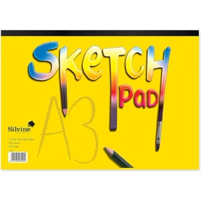 Image of Silvine A3 Sketch Pad, 16 sheets 100gsm White Cartridge Paper