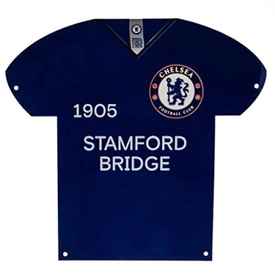 Image of Chelsea Football Club Official Shirt Shaped Metal Sign Wall Hanging Crest Badge