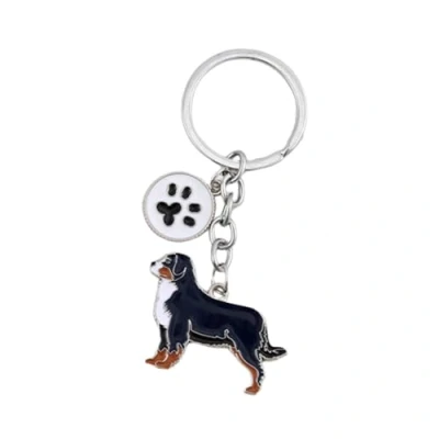 Image of BT Bear Dog Key ring Keychain,DO ID Tag Cute Metal Keychain Keyring Keyfob Bag Charm,Bernese Mountain
