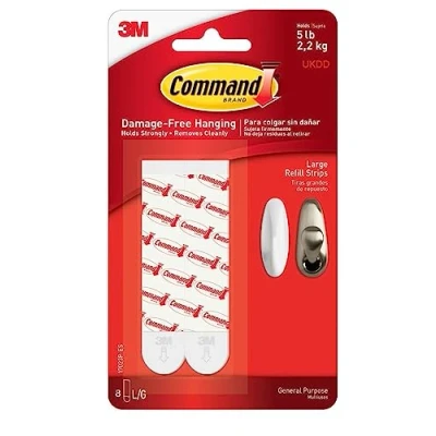 Image of UKDeals Direct UKDD® COM023 Mounting Refill Strips white Replacement Refills Pk of 10 (1 Pack = 8 Adhesive Strips)