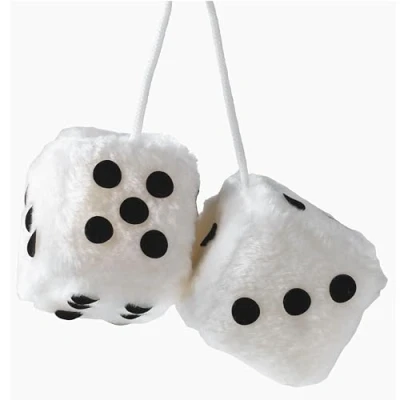 Image of Sumex Branded Home &amp; Car Mirrior Hanging Fluffy Furry Dice (White with Black Spots)