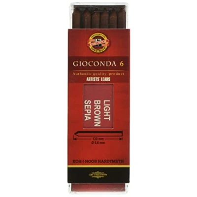 Image of KOH I NOOR Drawing Chalks for 5.6mm Diameter 120mm Mechanical Pencil Sepia Light Brown