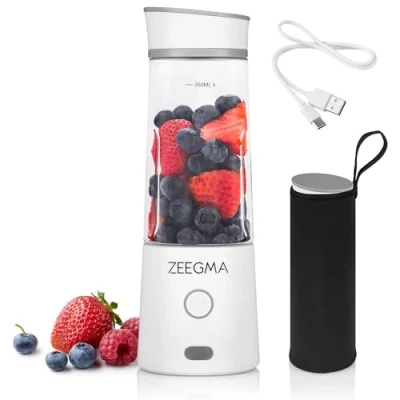 Image of ZEEGMA VITAMINE GO Portable Blender for Cocktails and Smoothies 300W, Personal Blender, 450 ml with 6 Blades, 2 Speed, 5000 mAh Battery