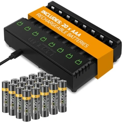 Image of Venom Power 8 Way Charging Dock plus 20 x AAA 500mAh Rechargeable Batteries