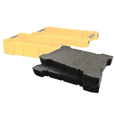Image of Shadow Foam ToughSystem 2.0 Tool Tray Inserts [Twin Pack] for DeWalt Toolboxes Organisation (50mm, Black)
