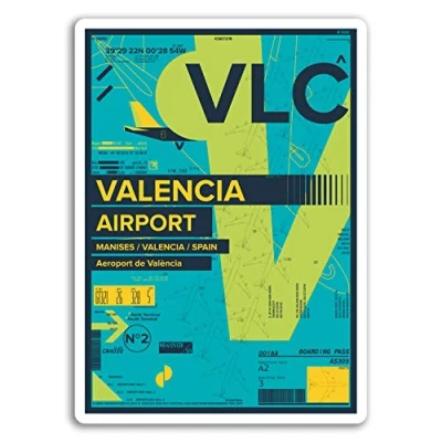 Image of 2 x 10cm Valencia Airport Vinyl Stickers Spain Travel Sticker Luggage #17436 (10cm Tall)