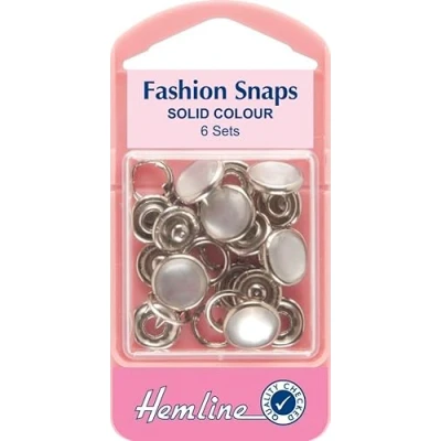 Image of Hemline Solid Top Snap On Press Fasteners Refill Pack Pearl