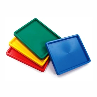 Image of 3 Ace Crafts 4 Rectangular Extra Large Inking Tray Plastic Paint Palette (Multicolour) for Kids &amp; Adult, Mixing Watercolour, Oil Painting, Art Work, Ink Pads, ideal Artists