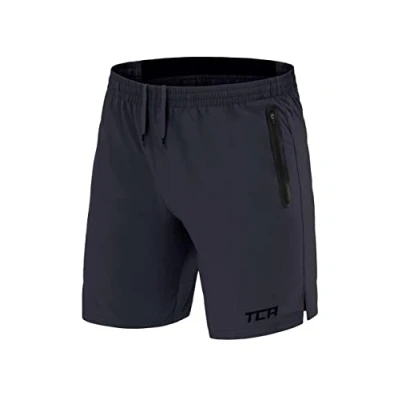 Image of TCA Elite Tech Mens Running Shorts with Zip Pockets, Gym Men Training Sports Short Phone Pocket Black Smoke Grey, XL