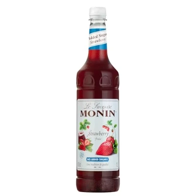 Image of MONIN Premium Strawberry No Added Sugar Syrup 1L for Cocktails and Mocktails. Vegan Friendly, Allergen Free, 100% Natural Flavours Colourings